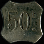 Jeton de n�cessit� de 50 centimes �mis par Au Chien Vert - 23, Bd de Clichy � Paris - revers