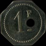 Jeton de n�cessit� de 1 franc �mis par Claridge's Hotel - Paris � Paris - revers