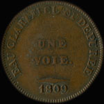 Jeton de n�cessit� de une voie �mis en 1809 par le Clo�tre Notre-Dame � Paris - revers