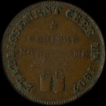 Jeton de nécessité de une voie émis en 1809 par le Cloître Notre-Dame à Paris - avers