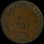 Jeton de n�cessit� de une voie �mis en 1809 par le Clo�tre Notre-Dame � Paris - revers