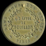 Jeton de nécessité de 1/2 litre de bouillon émis par La Compagnie Hollandaise à Paris - revers
