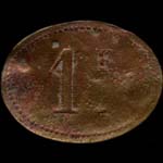 Jeton de n�cessit� de 1 franc �mis par Continental (h�tel) � Paris - revers