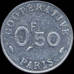 Jeton de nécessité de 50 centimes émis par la Coopérative de l'Atelier des Monnaies et Médailles, Quai Conti à Paris - avers