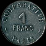 Jeton de nécessité de 1 franc émis par la Coopérative de l'Atelier des Monnaies et Médailles, Quai Conti à Paris - avers