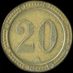 Jeton de n�cessit� de 20 centimes �mis par Coudert - Automatique - Paris - revers