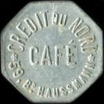 Jeton de n�cessit� de Caf� �mis par le Cr�dit du Nord - 59, Boulevard Haussmann � Paris - avers