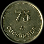 Jeton DA - 75 centimes - Paris - revers