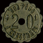 Jeton Distributeur de Consommations - 20 centimes - Paris - revers