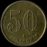 Jeton de nécessité de 50 centimes émis par Durand - 17, Place de la République à Paris - revers