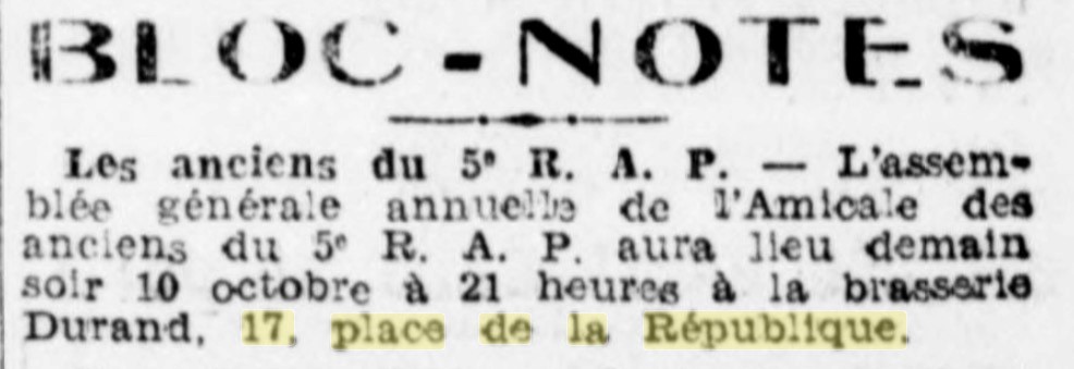 Annonce parue de Le Quotiden - édition de Paris - le 9 octobre 1935