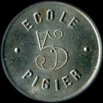 Jeton de n�cessit� de 5 centimes �mis par l'Ecole Pigier � Paris - revers
