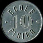Jeton de n�cessit� de 10 centimes �mis par l'Ecole Pigier � Paris - revers
