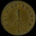 Jeton l'Ecu de France - 1 franc - Paris - revers