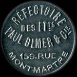 Jeton R�fectoire des Etablissements Paul Olmer & Cie - 1 caf� - Paris - avers