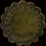 Jeton de n�cessit� de 50 centimes �mis par La Famille Nouvelle - Rue de Meaux � Paris - avers