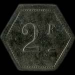 Jeton Les Gaufres - 2 francs - Paris - revers