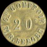 Jeton de nécessité de 20 centimes émis par le Grand Comptoir - 31 Rue Berger à Paris (type 1 - exemplaire 1) - avers