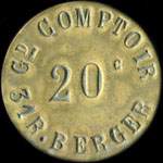 Jeton de nécessité de 20 centimes émis par le Grand Comptoir - 31 Rue Berger à Paris (type 1 - exemplaire 3) - avers