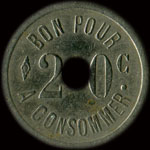 Jeton Grand Comptoir de l'Avenir - P.A - 176 Avenue du Maine - 20 centimes - Paris - revers