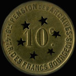 Jeton Grande Pension des Archives - 47, Rue des Francs Bourgeois - 10 centimes - Paris - avers