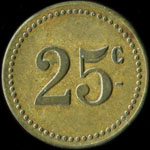 Jeton Grands Bouillons Liégeois - 25 centimes - Paris - revers