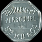 Jeton Groupement Personnel Sté F.B. & Cie (Flicoteaux, Boutet & Cie) - 2 francs - Paris - avers