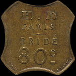 Jeton H.D à Paris - Bridé - 80 centimes - avers