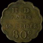 Jeton H.D à Paris - 10 Bridés - 80 centimes - avers
