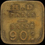 Jeton H.D à Paris - Bridé - 90 centimes - avers