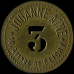 Jeton Jouanne Ainé - 10, Avenue de Clichy à Paris - 3 francs - avers