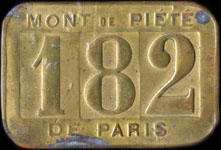 Jeton 182 émis par le Mont de Piété de Paris - avers
