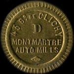 Jeton Montmartre Auto Mills - 43, Boulevard de Clichy à Paris - 20 centimes - avers