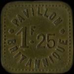 Jeton Pavillon Britannique � Paris - 1,25 franc - avers