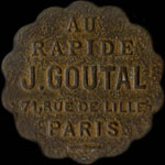 Jeton Au Rapide - J.Goutal - 71, Rue de Lille � Paris - 20 centimes - avers