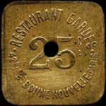 Jeton Restaurant Gardes - 42 bis Bd Bonne Nouvelle � Paris - 25 centimes - avers