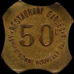 Jeton Restaurant Gardes - 42 bis Bd Bonne Nouvelle � Paris - 50 centimes - avers