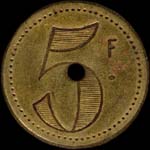 Jeton Restaurant Gardes - 42 bis Bd Bonne Nouvelle � Paris - 5 francs - revers