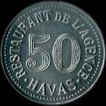 Jeton Restaurant de l'Agence Havas � Paris - 50 centimes - avers