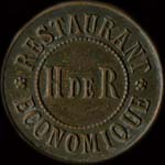 Jeton Restaurant Economique - H de R � Paris - 5 centimes - avers