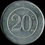 Jeton Restaurant Economique - H de R � Paris - 20 centimes - revers