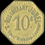 Jeton de nécessité de 10 centimes émis par le Restaurant Jumel - 3, Boulevard Richard-Lenoir à Paris - avers