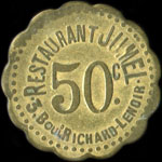 Jeton de nécessité de 50 centimes émis par le Restaurant Jumel - 3, Boulevard Richard-Lenoir à Paris - avers