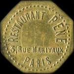 Jeton de n�cessit� de 50 centimes �mis par le Restaurant Ren&eacute; - 3, Rue Marivaux - Paris - avers