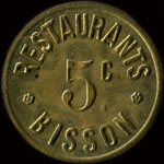 Jeton Restaurants Bisson à Paris - 5 centimes - avers