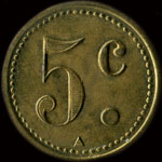 Jeton Restaurants Bisson � Paris - 5 centimes - revers