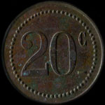 Jeton Rigaud - 99, Rue de Belleville � Paris - 20 centimes - revers