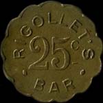 Jeton Rigollet's Bar - 48 Champs-Elysées à Paris - 25 centimes - avers