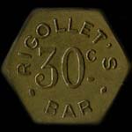 Jeton Rigollet's Bar - 48 Champs-Elysées à Paris - 30 centimes - avers