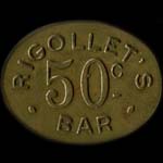 Jeton Rigollet's Bar - 48 Champs-Elysées à Paris - 50 centimes - avers